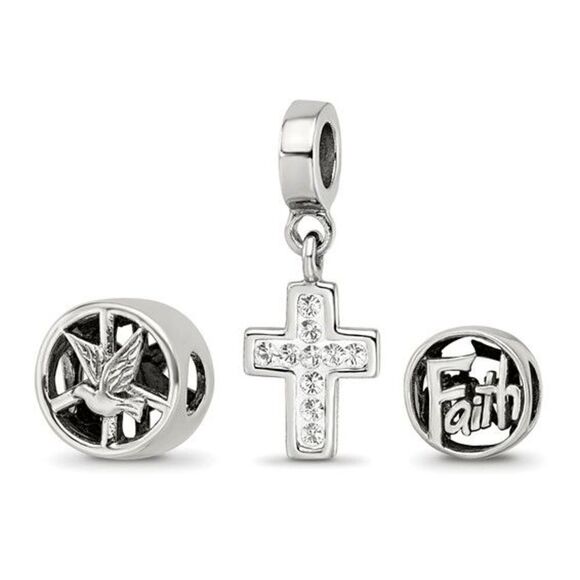 New, Sterling Silver Reflections Religious Boxed Bead Set - Picture 1 of 4